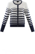 Straight Fit Striped Navy Cardigan