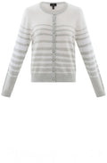 Straight Fit Striped Silver Grey Cardigan