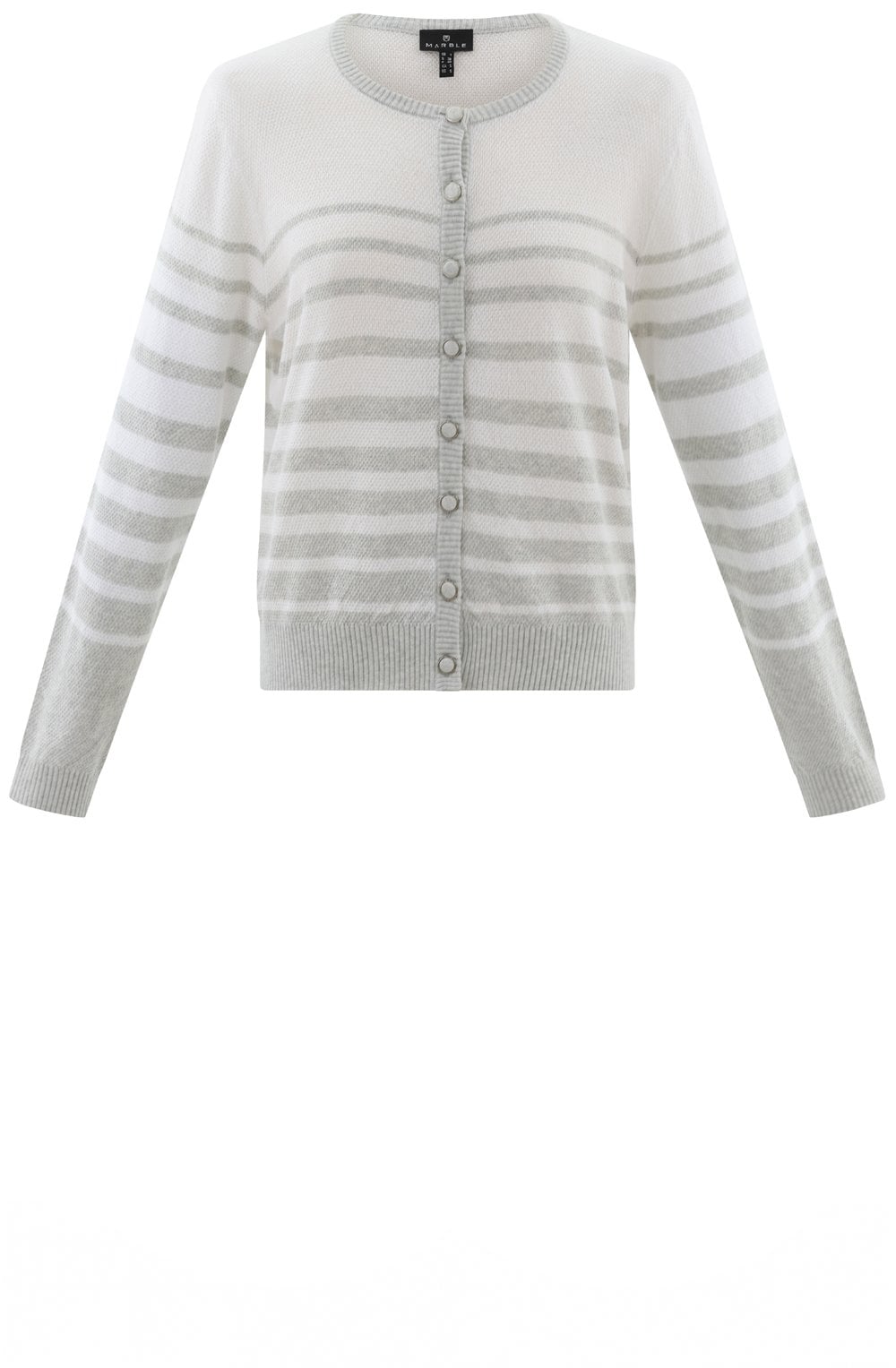 Straight Fit Striped Silver Grey Cardigan