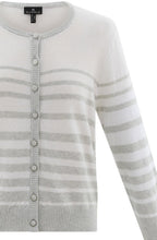 Straight Fit Striped Silver Grey Cardigan