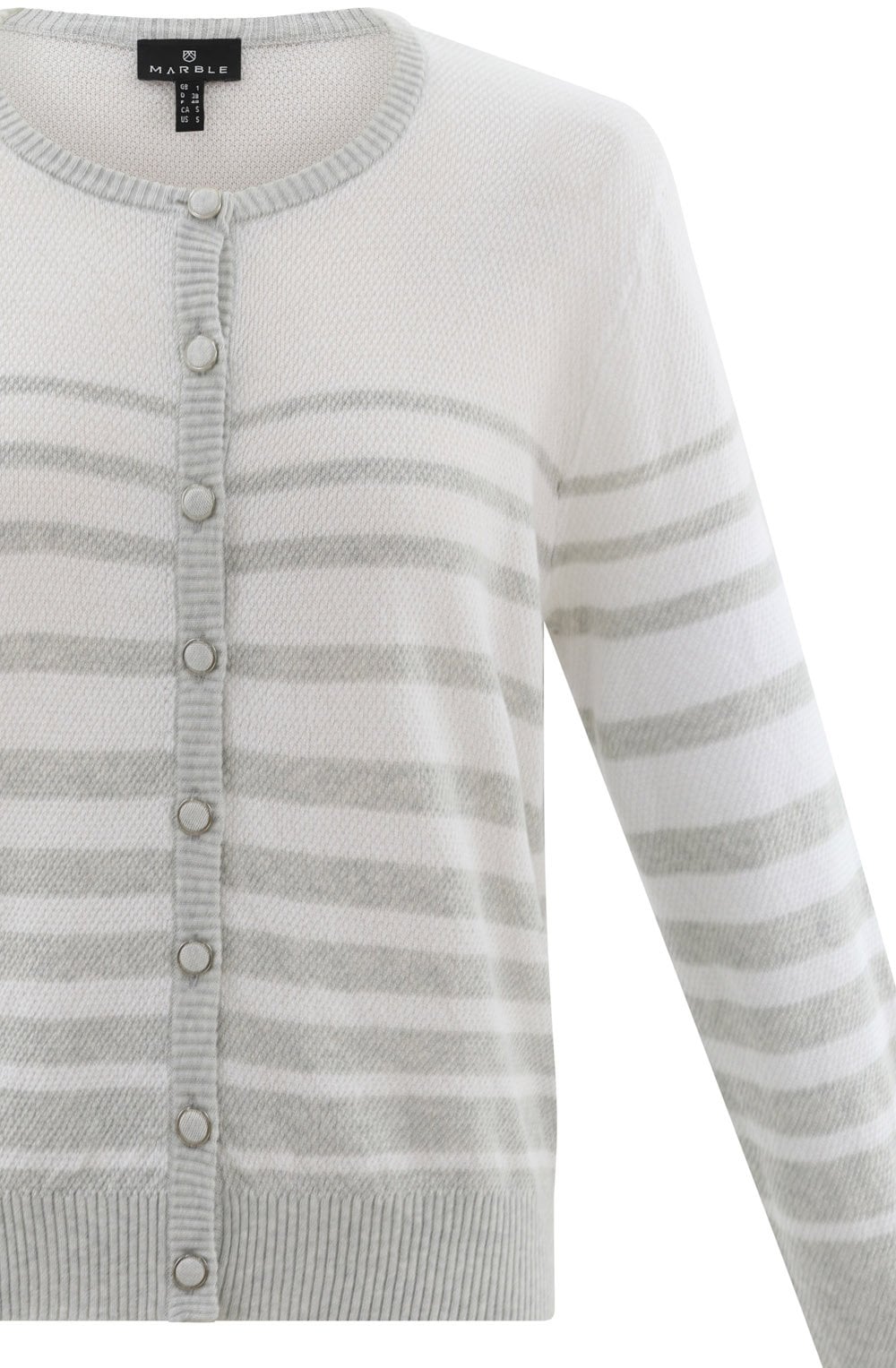 Straight Fit Striped Silver Grey Cardigan