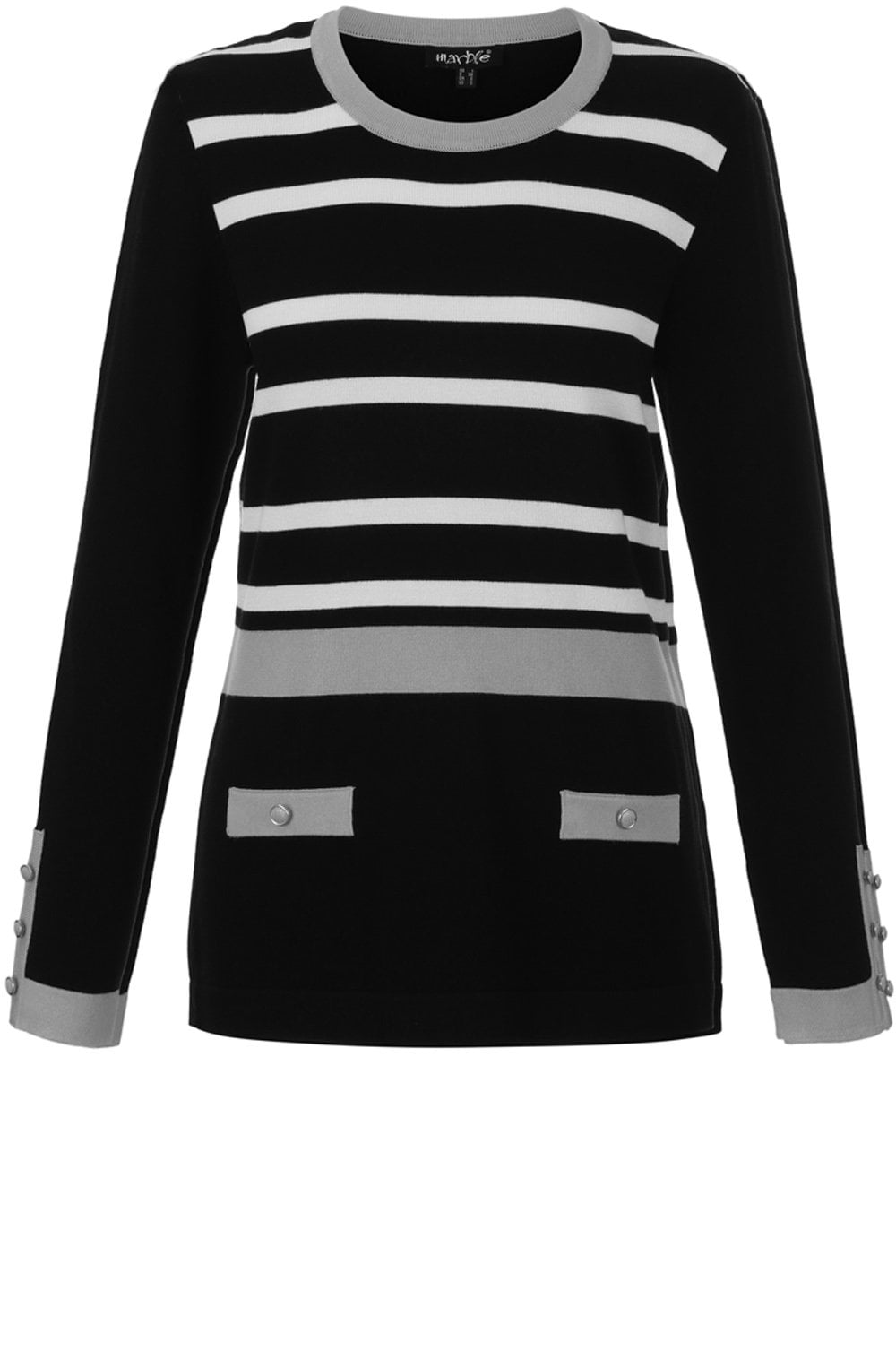 Striped Grey Detailed Sweater