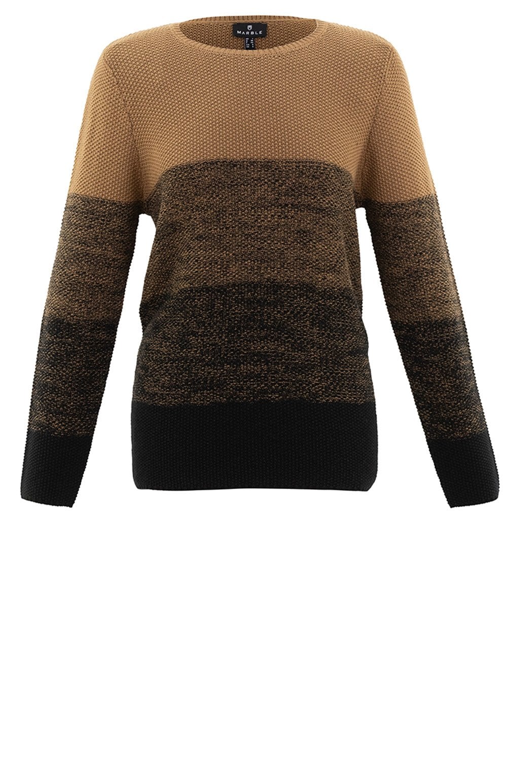 Tan and Black Textured Knit Jumper