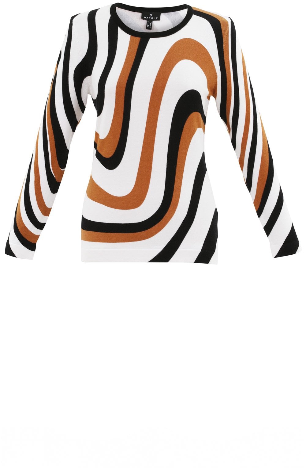 Tan Black & White Fine Knit Jumper