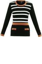 Tan Black & White Striped Classic Jumper
