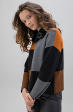 Tan Block Print Jumper with Cowl Neck