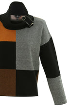Tan Block Print Jumper with Cowl Neck