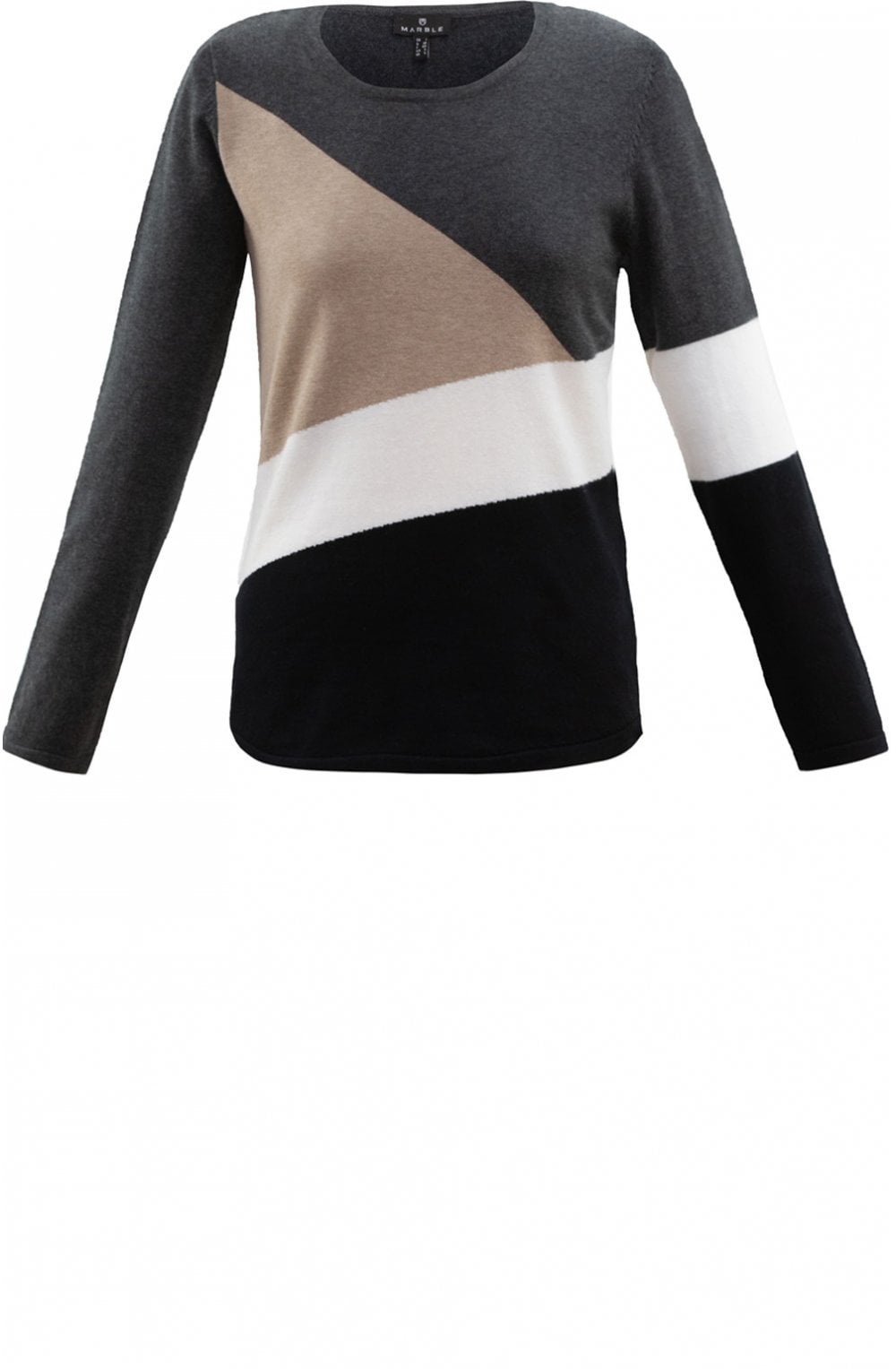 Tan & Grey Block Design Jumper