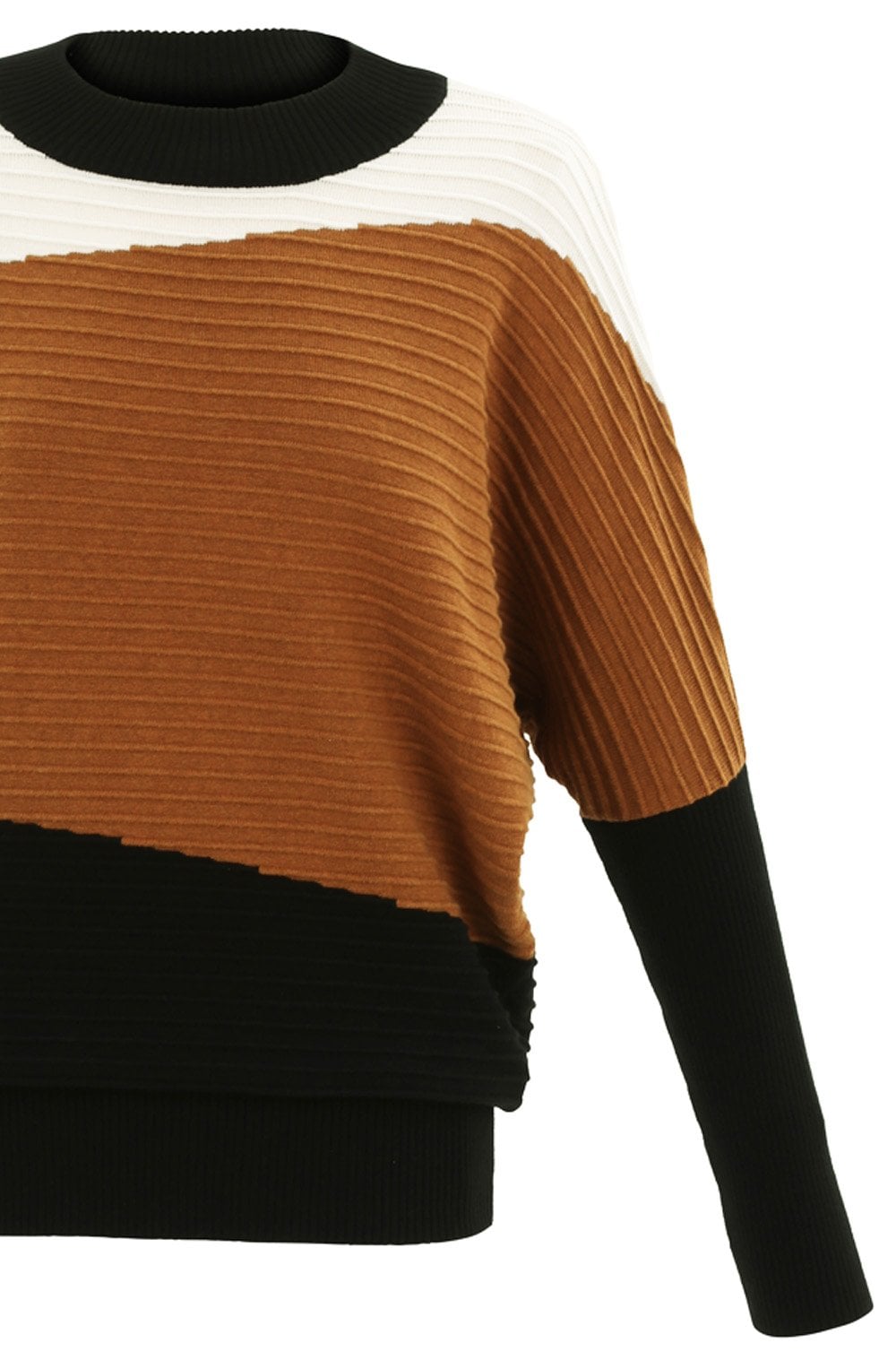 Tan Ribbed Knit Batwing Jumper