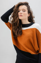 Tan Ribbed Knit Batwing Jumper