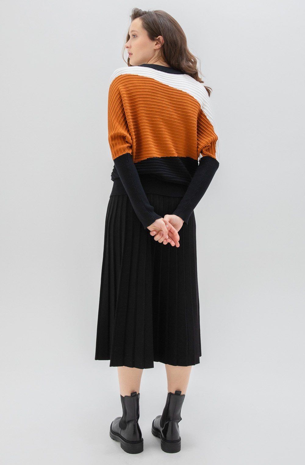 Tan Ribbed Knit Batwing Jumper