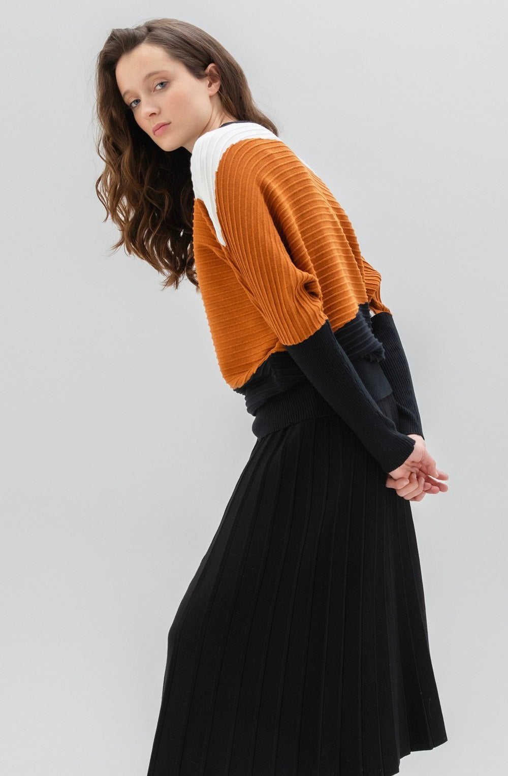 Tan Ribbed Knit Batwing Jumper