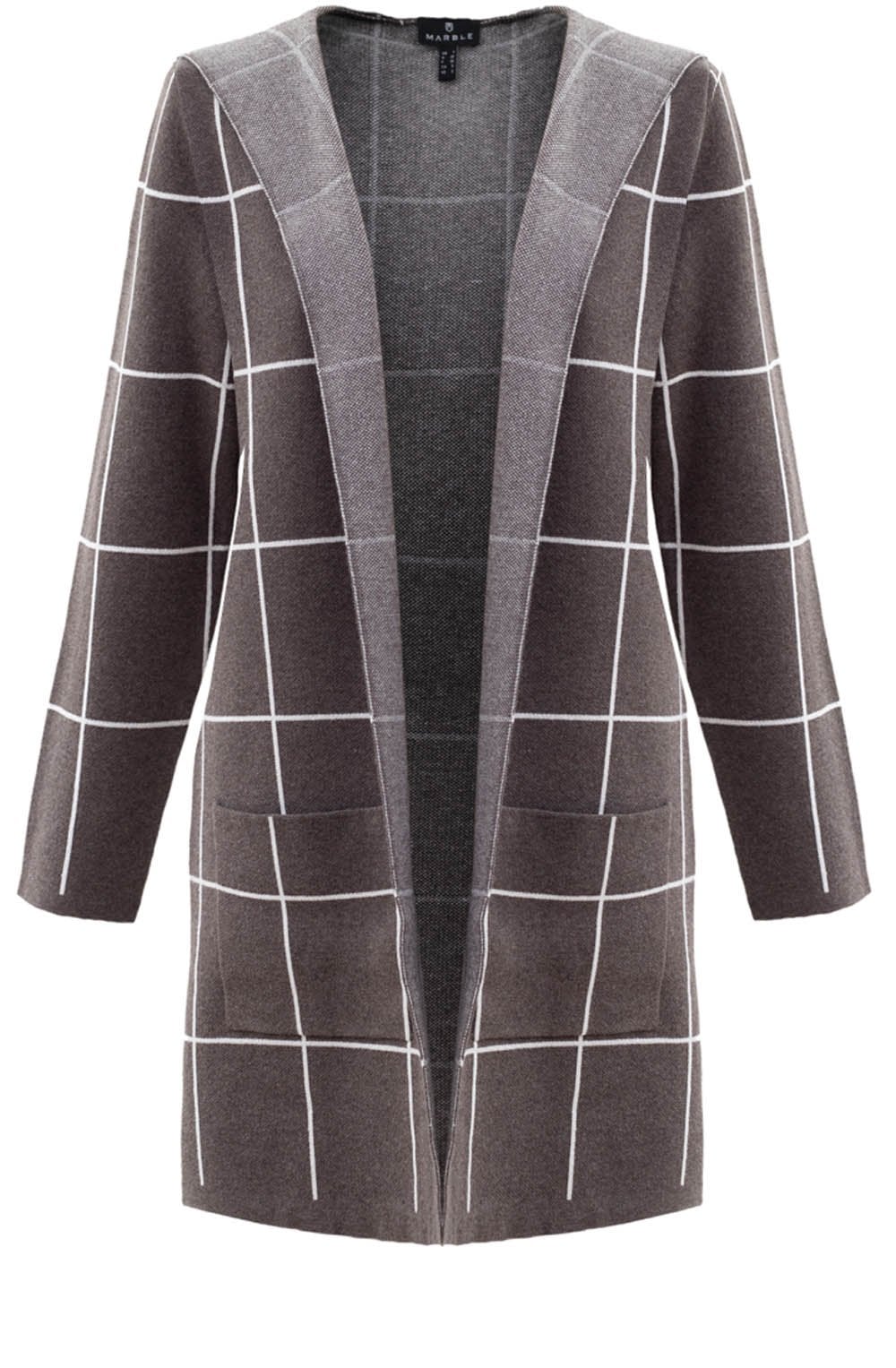 Taupe Check Cardigan