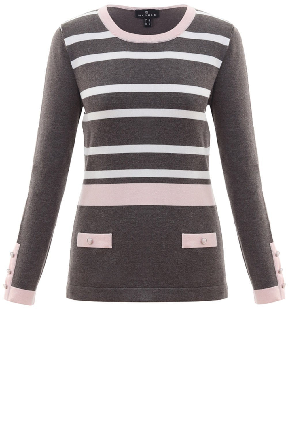 Taupe & Pink Striped Jumper