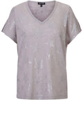 Taupe & Silver Star Print Top