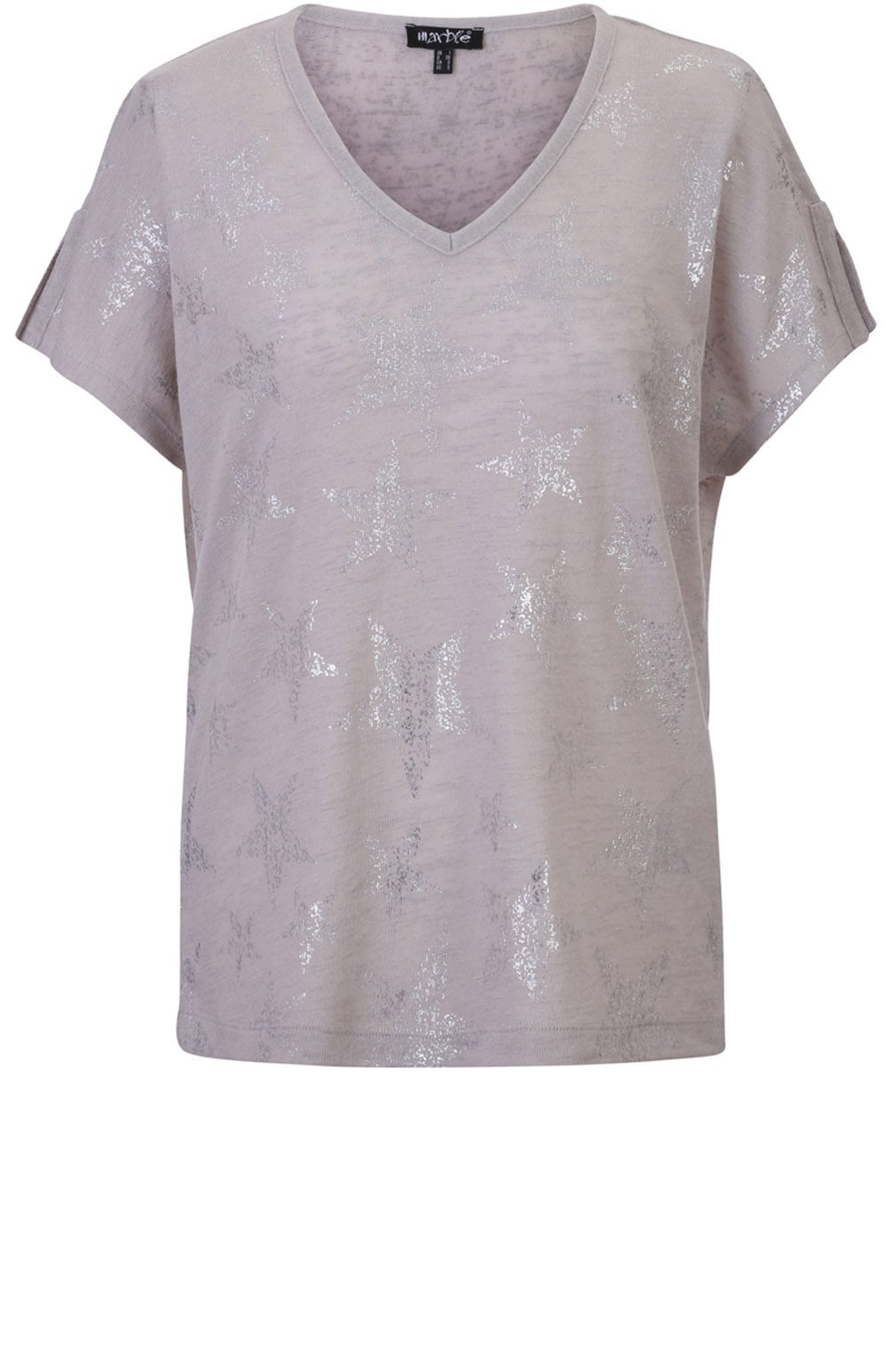 Taupe & Silver Star Print Top