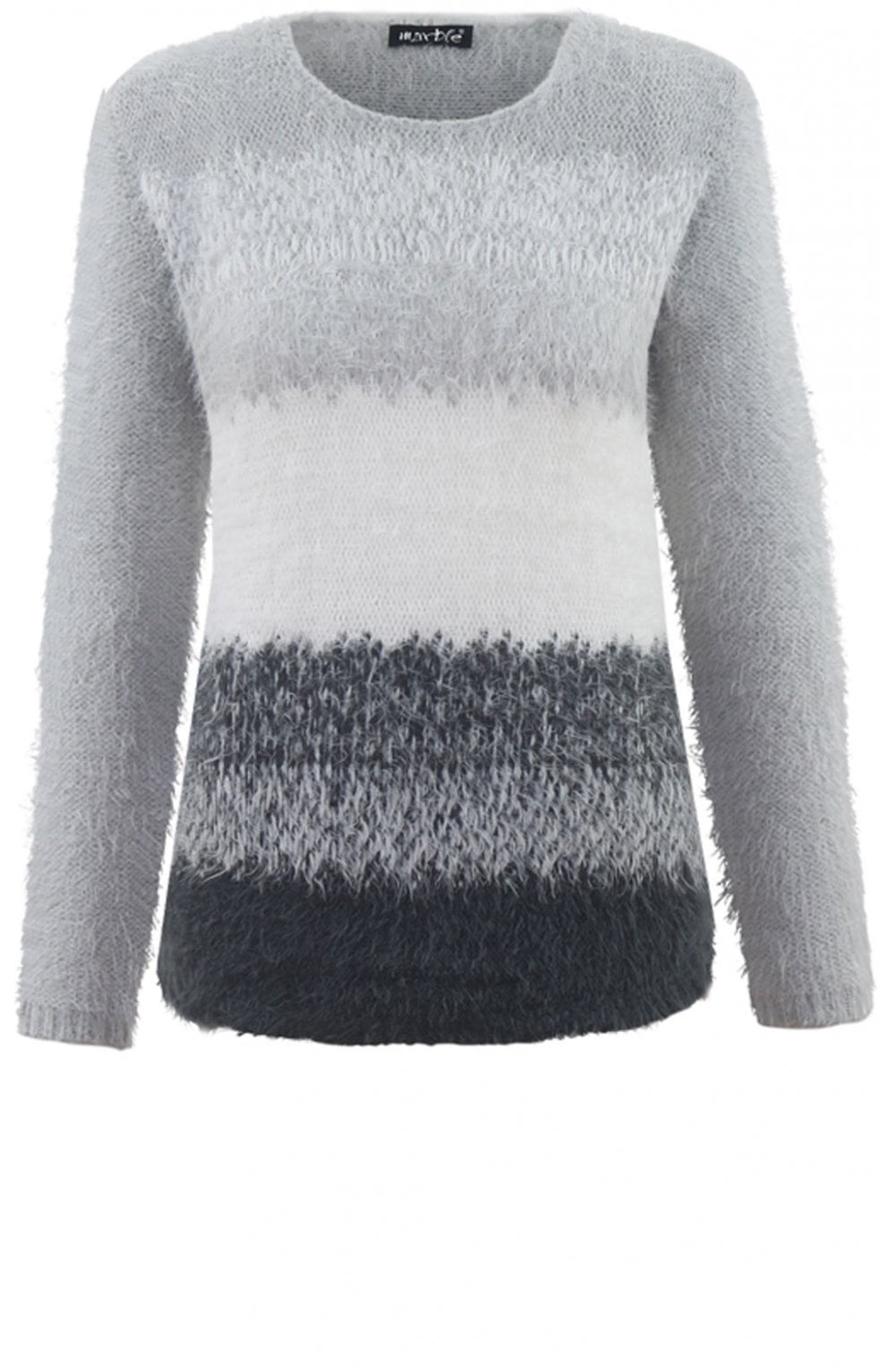 Textured Knit Grey & White Jumper
