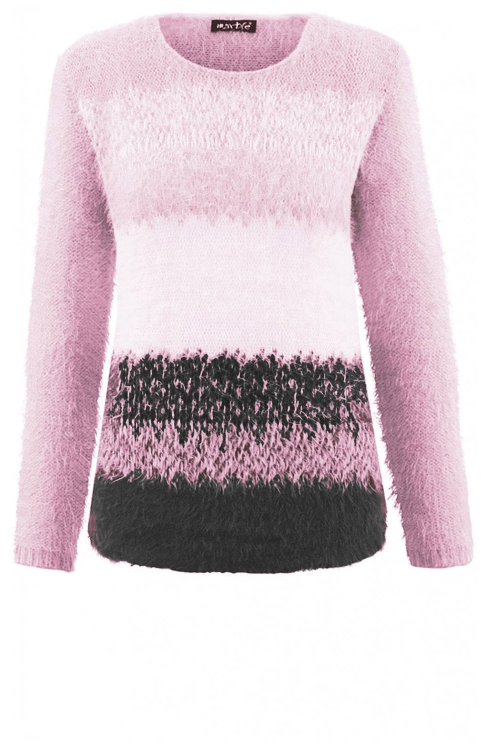 Textured Knit Pink & Grey Jumper