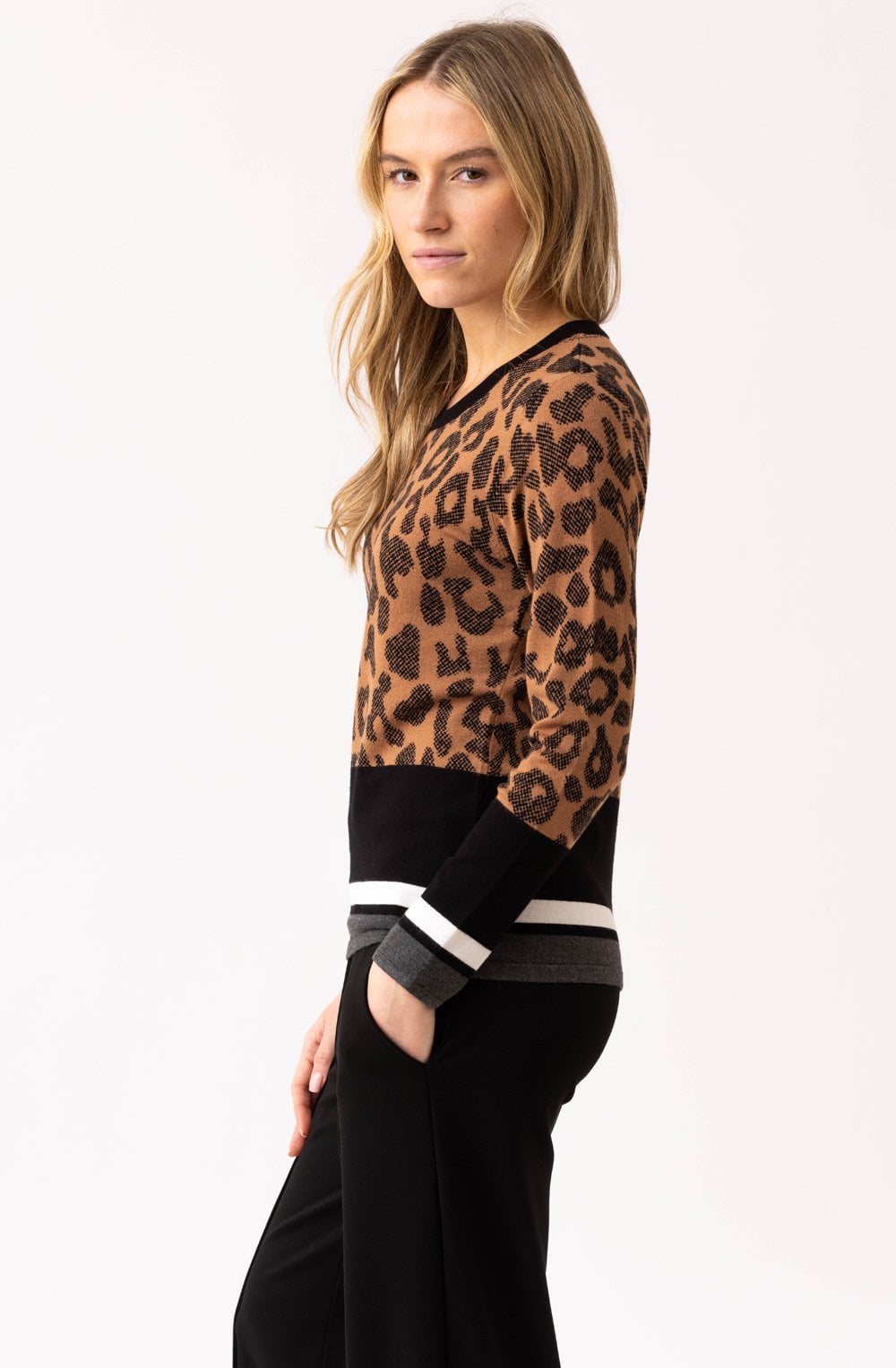 Tobacco and Black Animal Print Jumper