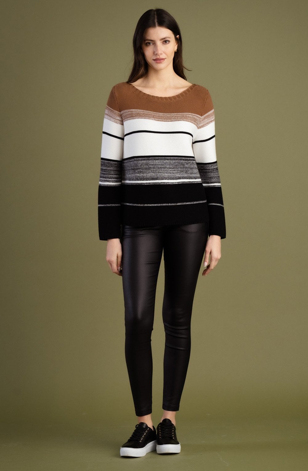Tobacco and Black Distorted Stripe Jumper