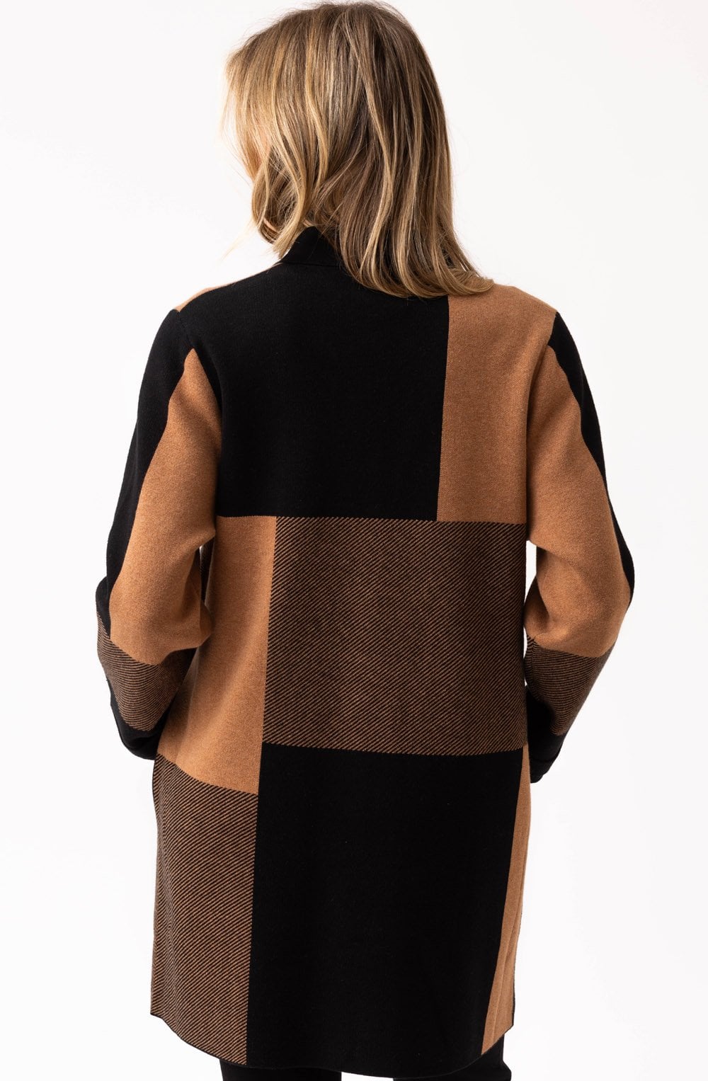 Tobacco and Black Knitted Shirt Jacket