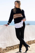 Tobacco and Black Striped Feather Yarn Jumper