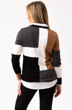 Tobacco and Charcoal Asymmetric Colour Block Jumper