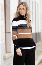 Tobacco and Charcoal Striped Cowl Neck Jumper
