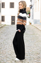 Tobacco and Charcoal Striped Cowl Neck Jumper