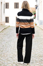 Tobacco and Charcoal Striped Cowl Neck Jumper
