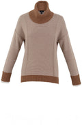 Tobacco and Cream Contrast Knit Jumper with Removeable Snood