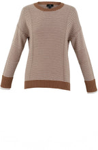 Tobacco and Cream Contrast Knit Jumper with Removeable Snood