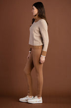 Tobacco and Cream Contrast Knit Jumper with Removeable Snood