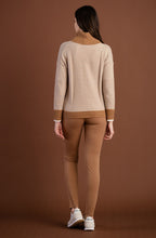 Tobacco and Cream Contrast Knit Jumper with Removeable Snood