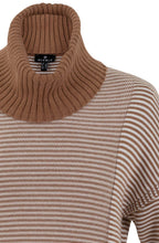 Tobacco and Cream Contrast Knit Jumper with Removeable Snood