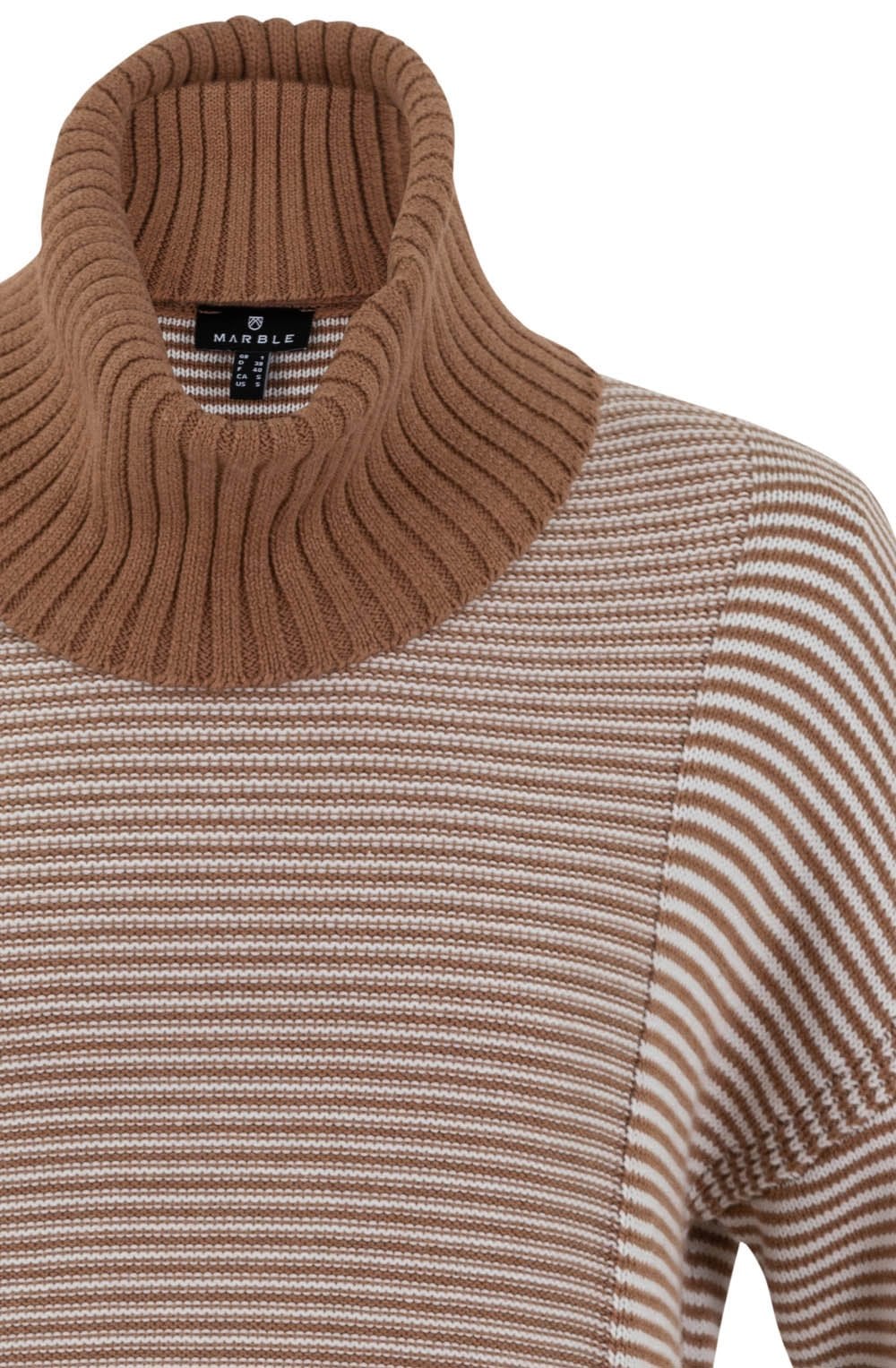 Tobacco and Cream Contrast Knit Jumper with Removeable Snood