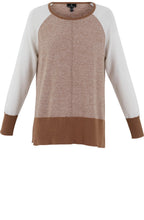 Tobacco and Cream Relaxed Jumper With Removeable Snood