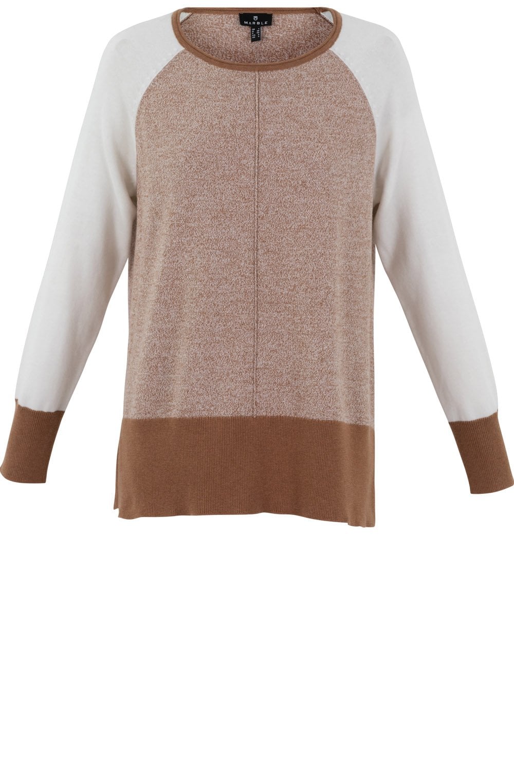 Tobacco and Cream Relaxed Jumper With Removeable Snood
