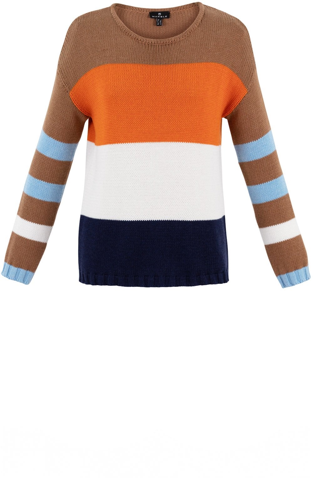 Tobacco and Orange Colour Block Jumper