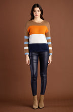 Tobacco and Orange Colour Block Jumper