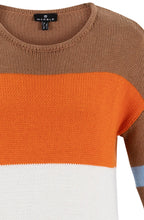 Tobacco and Orange Colour Block Jumper