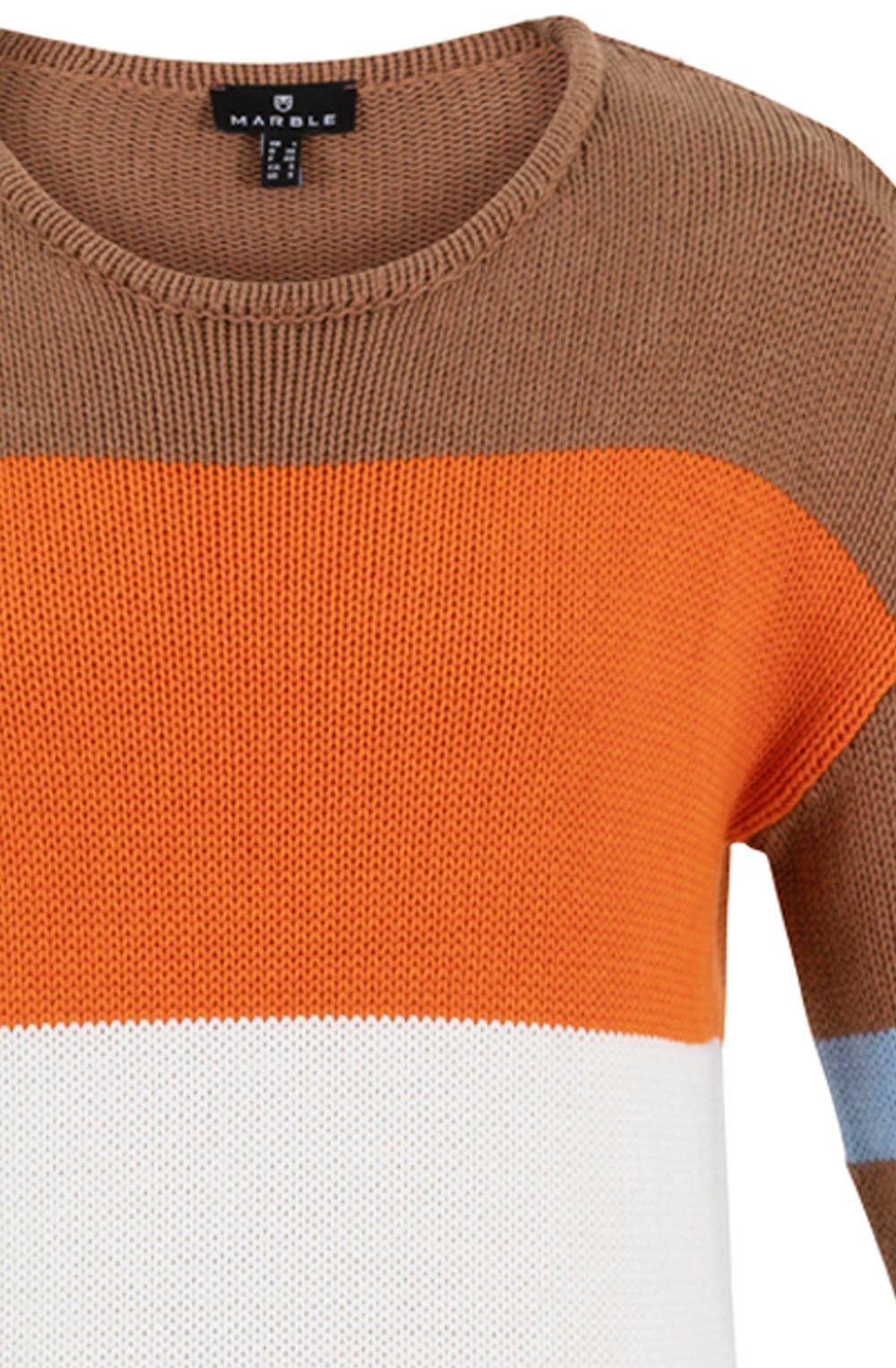 Tobacco and Orange Colour Block Jumper