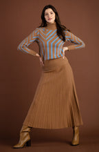 Tobacco and Powder Blue Art Deco Polo Neck Jumper