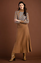 Tobacco and Powder Blue Art Deco Polo Neck Jumper