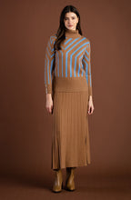 Tobacco and Powder Blue Art Deco Polo Neck Jumper