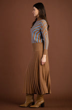 Tobacco and Powder Blue Art Deco Polo Neck Jumper