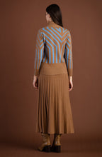 Tobacco and Powder Blue Art Deco Polo Neck Jumper