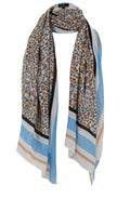 Tobacco and Powder Blue Colour Spot Woven Scarf