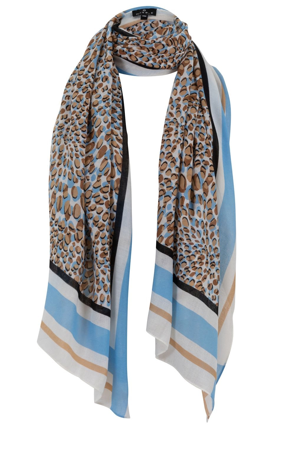Tobacco and Powder Blue Colour Spot Woven Scarf