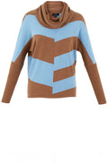 Tobacco and Powder Blue Cowl Neck Batwing Jumper